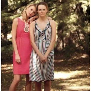 Girls from Savoy 8 Dress 100% Silk Striped